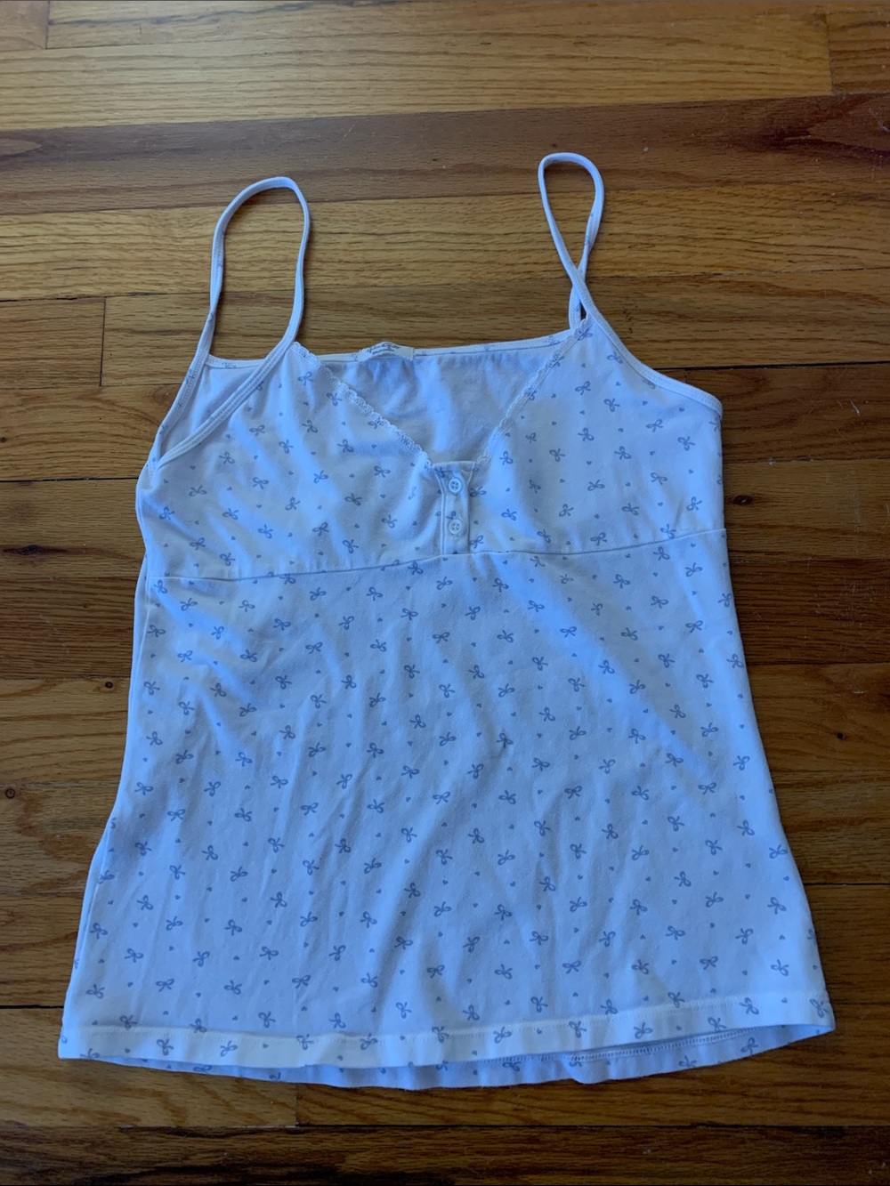 Brandy Melville White Spaghetti Strap Camisole with Tiny Bow Print